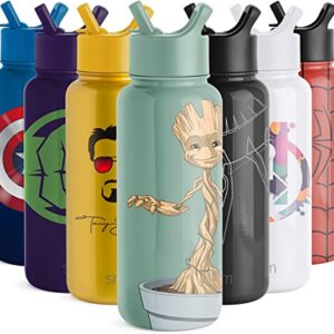 Simple Modern Marvel Water Bottle with Straw Lid Vacuum Insulated Stainless Steel Metal Thermos | Reusable Leak Proof Flask for Gym | Summit Collection | 32oz Guardian's of the Galaxy Child Groot