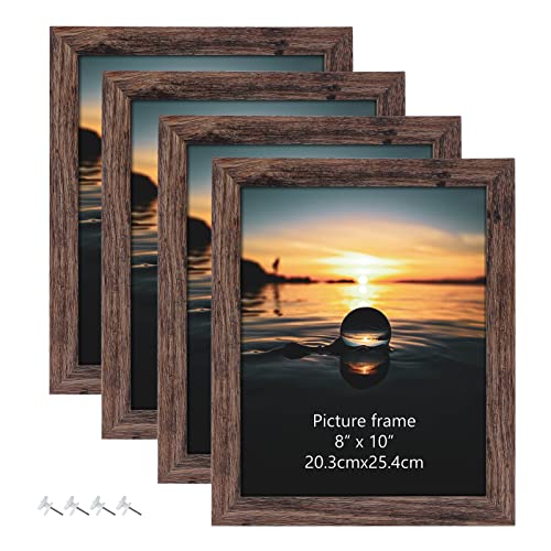 EdenseeLake 8x10 Picture Frame Set of 4, Rustic Distressed Brown Wood Pattern, Photo Frames 8 by 10 for Desktop Display and Wall Mounting