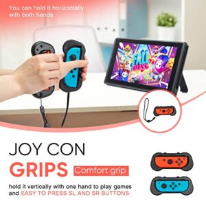 Nintendo Switch Accessories Bundle, Switch Controllers Joy-Con Grips, 12 IN 1 Accessories Kit for Switch Sports Games, Tennis Rackets, Comfort Grips Golf Clubs, Swords, Wrist Bands and Leg Strap