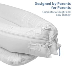 MEXXI Baby Lounger Cover | Fits Dockatot Deluxe + | Premium Quality | Baby Nest Replacement Cover | Hypoallergenic | (Cover Only) (Satin White)