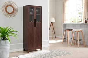 home source mahogany 2-door bar cabinet with glass display