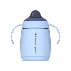 tommee tippee superstar trainer sippy cup for toddlers, intellivalve 100% leak-proof & shake-proof | antimicrobial technology (10oz, 6+ months, 1 count), blue