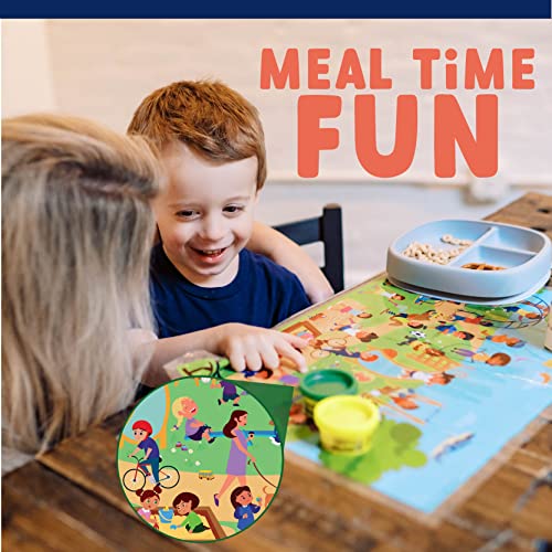 Seek and Find Disposable Placemats for Baby - Disposable Placemats for Toddlers - Fun Baby Placemats for Restaurants & On-The-Go - Educational Toddler Placemat - 12in x 18in, 30 Count