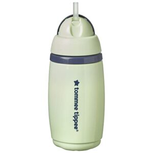 tommee tippee superstar straw insulated sippy cup for toddlers, intellivalve 100% leak-proof & shake-proof | antimicrobial technology (9oz, 12+ months, 1 count), green