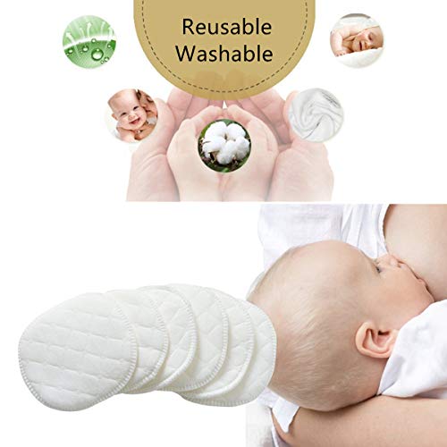 Reusable Breast Pads for Breastfeeding 12 Pack Organic Washable Nipple Pads Nursing Pads Cotton Highly Absorbent Postpartum Essentials（ 3.74 * 3.74inch/9.5 * 9.5cm）