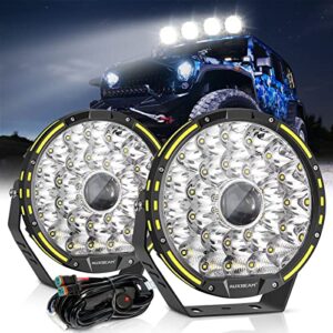 9 Inch 270W Round LED Driving Lights with Black Lens Covers 360 Pro Series Round Offroad Lights Super Bright Bumper Light Bar Fog Work Lights for Trucks Ford Jeep ATV Car