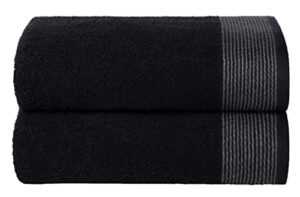 belizzi home ultra soft 2 pack oversized bath towel set 28x55 inches, 100% cotton large bath towels, ultra absorbant compact quickdry & lightweight towel, ideal for gym travel camp pool - black