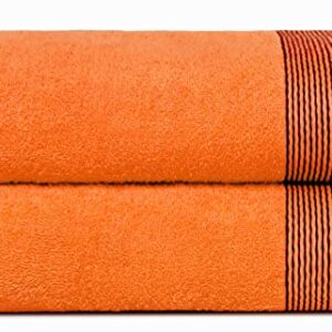 BELIZZI HOME Ultra Soft 2 Pack Oversized Bath Towel Set 28x55 inches, 100% Cotton Large Bath Towels, Ultra Absorbant Compact Quickdry & Lightweight Towel, Ideal for Gym Travel Camp Pool - Orange