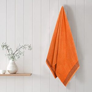 BELIZZI HOME Ultra Soft 2 Pack Oversized Bath Towel Set 28x55 inches, 100% Cotton Large Bath Towels, Ultra Absorbant Compact Quickdry & Lightweight Towel, Ideal for Gym Travel Camp Pool - Orange