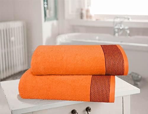 BELIZZI HOME Ultra Soft 2 Pack Oversized Bath Towel Set 28x55 inches, 100% Cotton Large Bath Towels, Ultra Absorbant Compact Quickdry & Lightweight Towel, Ideal for Gym Travel Camp Pool - Orange