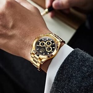 OLEVS Men's Black Gold Watches Automatic Mechanical Self Winding Stainless Steel Bezel Luminous Waterproof Luxury Dress Wrist Watches