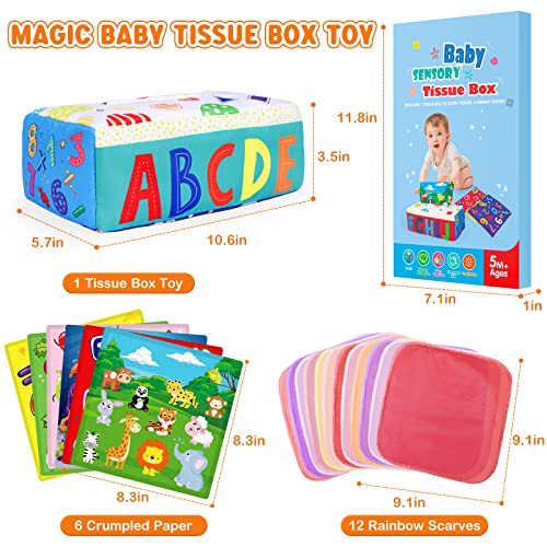 Yunaking Baby Toys 6 to 12 Months Magic Baby Tissue Box Montessori Toys for 1 Year Old Infant Toys 12-18 Months Sensory Toys for 5 6 9 12 18 Months Newborns Birthday Gift