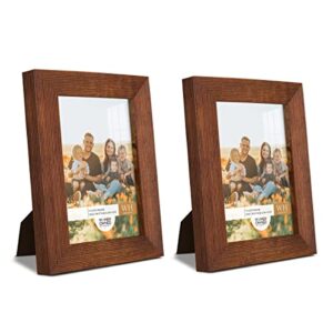renditions gallery 3.5x5 inch picture frame set of 2 high-end modern style, made of solid wood and high definition glass ready for wall and tabletop photo display, walnut frame