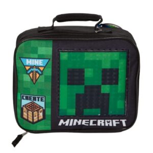 minecraft lunch box for boys and girls - soft insulated lunch bag for kids, green