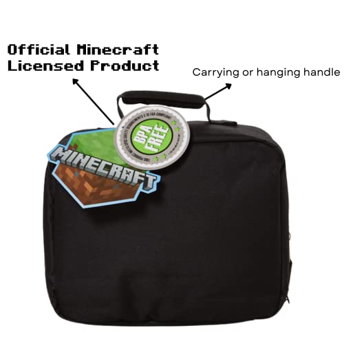 Minecraft Lunch Box for Boys and Girls - Soft Insulated Lunch Bag for Kids, Green