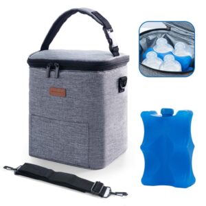 madrease premium breastmilk cooler bag - fits 6 bottles with ice pack, 2 milk storage bags, reusable freezer bag - ideal for travel & gifting