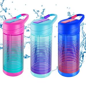 roisdiyi kids water bottle with straw for school tritan leak proof 16 oz toddler water bottle bpa-free spout lid for boys & girls…