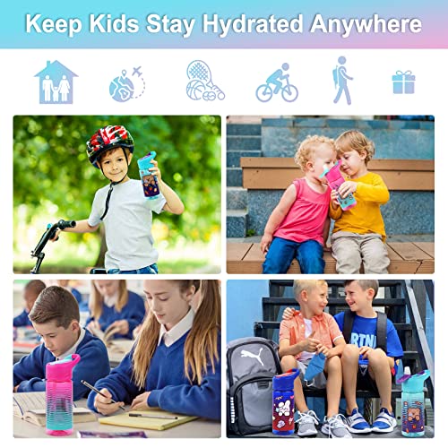 ROISDIYI Kids Water Bottle with Straw for School Tritan Leak Proof 16 OZ Toddler Water Bottle BPA-Free Spout Lid for Boys & Girls…