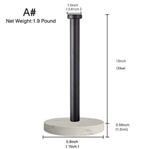 Paper Towel Holder Countertop, Standing Paper Towel Roll Holder for Kitchen Bathroom, with Weighted Marble Base for One-Handed Operation (Black), Black Paper Towel Holder, Marble Paper Towel Holder.…