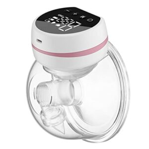 wearable breast pump, lcd hands-free pump, 3 mode & 9 levels adjustable for comfortable pumping, low noise & painless electric breastfeeding pump, 24mm flange (1)