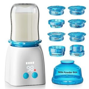 bottle warmer,portable bottle warmer with 8 adapters, cordless travel bottle warmer with 5 accurate temperature control, rechargeable baby bottle warmer for breastmilk or formula