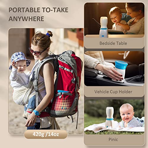 Bottle Warmer,Portable Bottle Warmer with 8 Adapters, Cordless Travel Bottle Warmer with 5 Accurate Temperature Control, Rechargeable Baby Bottle Warmer for Breastmilk or Formula