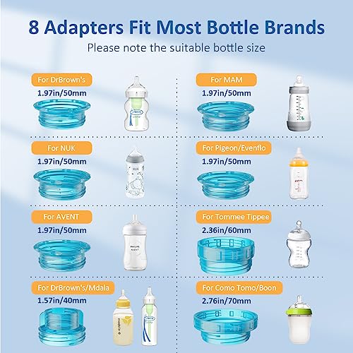 Bottle Warmer,Portable Bottle Warmer with 8 Adapters, Cordless Travel Bottle Warmer with 5 Accurate Temperature Control, Rechargeable Baby Bottle Warmer for Breastmilk or Formula