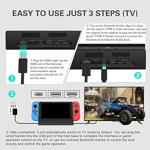 RuntoGOL TV Docking Station for Switch,Portable Switch OLED Dock Station Support 4K HDMI Output,Replacement for Official Switch Base,Switch Dock with Type-C and HDMI Cable