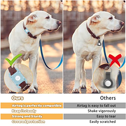 Airtag Dog Collar Holder, Silicone Apple Airtag Holder for Dog Collar, Waterproof Protective Air Tag Holder Case Compatible with Cat Dog Collars Loop & Backpack Accessories - Blue