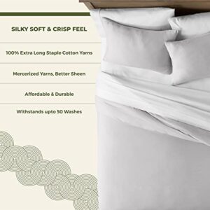 Mayfair Linen Queen/Full Duvet Cover, 600 Thread Count Sateen 3Pc Egyptian Cotton Duvet Cover Set, 100% Pure Cotton Comforter Cover, 2 Pillow Shams, Zipper Closure, 7 Corner Ties - (Silver)