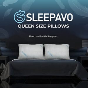 Shredded Memory Foam Pillows - Gel Pillow Queen Size Set of 2 - Bamboo Gel Cooling Memory Foam Pillows for Bed - Bed Pillows for Sleeping 2 Pack - Adjustable Queen Pillows 2 Pack - Medium Firm