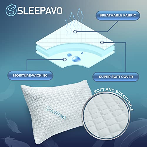 Shredded Memory Foam Pillows - Gel Pillow Queen Size Set of 2 - Bamboo Gel Cooling Memory Foam Pillows for Bed - Bed Pillows for Sleeping 2 Pack - Adjustable Queen Pillows 2 Pack - Medium Firm