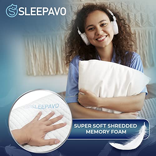 Shredded Memory Foam Pillows - Gel Pillow Queen Size Set of 2 - Bamboo Gel Cooling Memory Foam Pillows for Bed - Bed Pillows for Sleeping 2 Pack - Adjustable Queen Pillows 2 Pack - Medium Firm