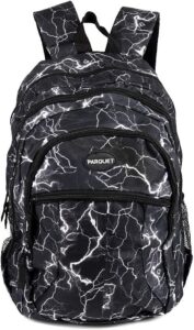 parquet travel backpack for outdoors,luggage,laptops - adults sports bookbag, lightning, (black)