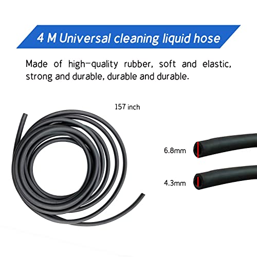 Windshield Washer Hose Kit, 4 Meter Washer Fluid Hose with 12 Pcs Hose Connectors, Suitable for Most Car Windshield Washer Tubing