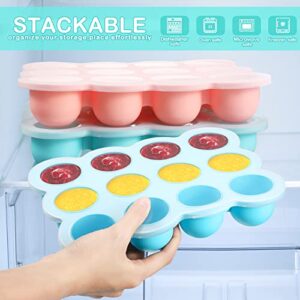 Potchen 3 Pack Baby Food Storage Container 12 Cup Silicone Baby Food Freezer Tray with Lid Stackable Reusable Silicone Baby Food Freezer Storage Tray for Food Vegetable Fruit Puree and Breast Milk