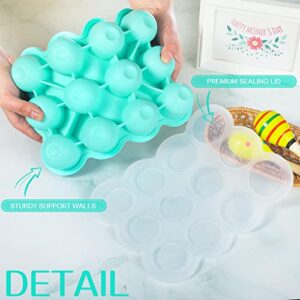 Potchen 3 Pack Baby Food Storage Container 12 Cup Silicone Baby Food Freezer Tray with Lid Stackable Reusable Silicone Baby Food Freezer Storage Tray for Food Vegetable Fruit Puree and Breast Milk