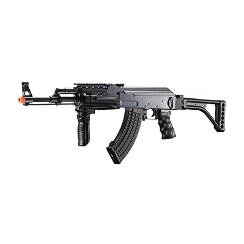 Realstic DE Airsoft AK-47 AEG Rifle Side Folding Stock with Battery & Charger, Black