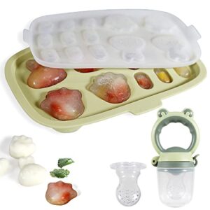 baby popsicle molds with baby fruit feeder, peunitory baby food freezer tray baby fresh food pacifier feeder silicone food storage containers baby food feeder breastmilk popsicle molds for teething