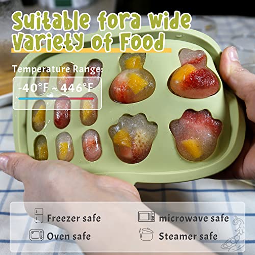 Baby Popsicle Molds with Baby Fruit Feeder, Peunitory Baby Food Freezer Tray Baby Fresh Food Pacifier Feeder Silicone Food Storage Containers Baby Food Feeder Breastmilk Popsicle Molds for Teething