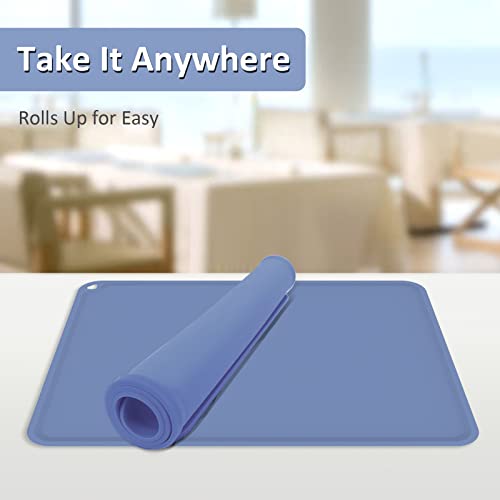 Kids Placemats, Non-Slip Silicone Placemat for Kids, Toddler Placemat for Dining Table, Baby Placemats Portable Food Mats for Kids Toddler Children (2 Pack, Blue,Pink)