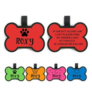 silicone dog tags engraved for pets personalized pet id tag name tags dog name id tag soundless silent dog id tags custom dog tags for cats puppy kitty 2 shapes & 5 colours (red bone)