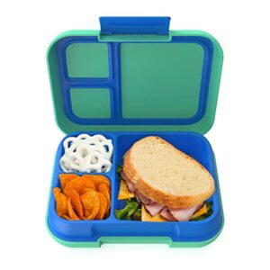 bentgo® pop - bento-style lunch box for kids 8+ and teens - holds 5 cups of food with removable divider for 3-4 compartments - leak-proof, microwave/dishwasher safe, bpa-free (spring green/blue)