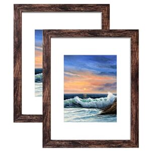 luckylife 16x20 frames, 16x20 picture frame for wall, display pictures 11x14 with mat or 16x20 without mat, pack of 2, rustic brown