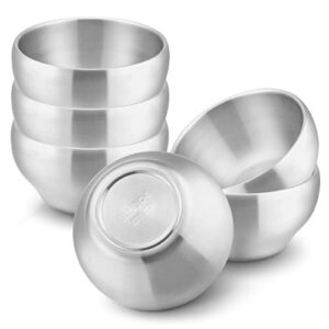 haware 6-piece kids bowls, 12oz sus304 metal bowl for toddler children, small baby bowls for feeding/soup/snacks, multipurpose 18/8 stainless steel cereal bowls, double walled, dishwasher safe
