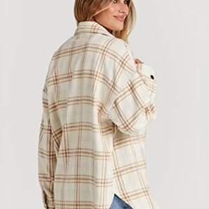 ANRABESS Womens Casual Plaid Shacket Button Down Long Sleeve Shirt Jacket