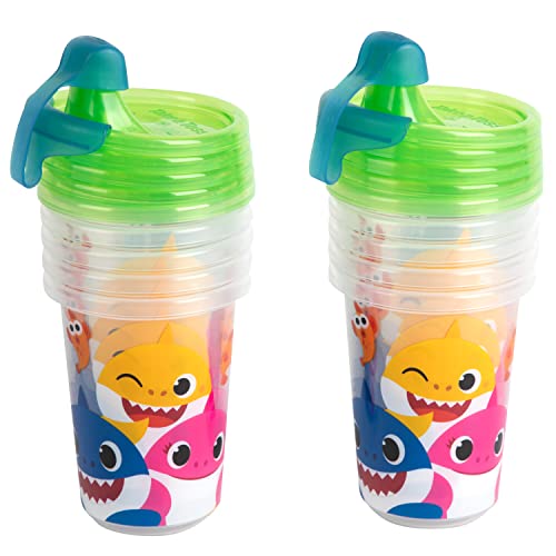 The First Years Take & Toss Pinkfong Baby Shark Sippy Cups - Reusable Toddlers Cups with Lids - Kids Party Pack with 2 Travel Caps - 10 Oz - 10 Count