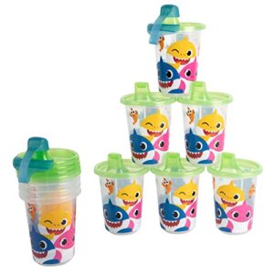 The First Years Take & Toss Pinkfong Baby Shark Sippy Cups - Reusable Toddlers Cups with Lids - Kids Party Pack with 2 Travel Caps - 10 Oz - 10 Count