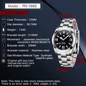 Pagani Design Watches for Men Automatic Diver Watch Sapphire Glass Stainless Steel 40MM Waterproof Wrist Watch (Black-1)