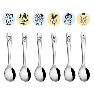 funnuo 6 pack 18/8 stainless steel toddler spoons, toddler utensil for kids self feeding, baby safe spoons set with mirror polished, dishwasher safe